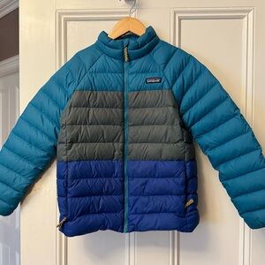 Patagonia Kids' Teal and Navy Puffer Jacket